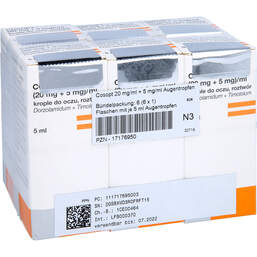 Abbildung: Cosopt 20 mg / ml + 5 mg / ml Augentropfen 6X5 ml, Augentropfen PZN 17176950
