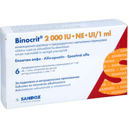 Abbildung: Binocrit 2.000 I.E. / 1 ml Injektionslösung in einer Fertigspritze  6X1 ml, Injektionslösung in einer Fertigspritze PZN 17177895