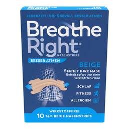 Abbildung: Besser Atmen Breathe Right® Nasenpflaster normal beige 10 St, Pflaster PZN 17179150 