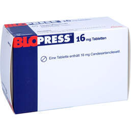 Abbildung: Blopress 16 mg Tabletten 98 St, Tabletten PZN 17185297