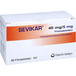 Abbildung: Sevikar 40 mg / 5 mg Filmtabletten 98 St, Filmtabletten PZN 17185305