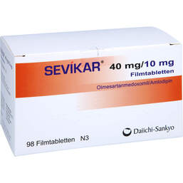Abbildung: Sevikar 40 mg / 10 mg Filmtabletten 98 St, Filmtabletten PZN 17185311