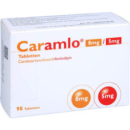 Abbildung: Caramlo 8 mg / 5 mg Tabletten 98 St, Tabletten PZN 17185475
