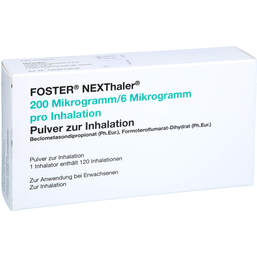 Abbildung: Foster Nexthaler 200 / 6 µg 120 ED Inhalationspulver 1 St, Inhalationspulver PZN 17194215
