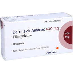 Abbildung: Darunavir Amarox 400 mg Filmtabletten 60 St, Filmtabletten PZN 17201352