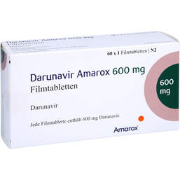 Abbildung: Darunavir Amarox 600 mg Filmtabletten 60 St, Filmtabletten PZN 17201369
