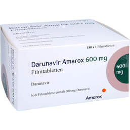 Abbildung: Darunavir Amarox 600 mg Filmtabletten 180 St, Filmtabletten PZN 17201375