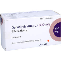 Abbildung: Darunavir Amarox 800 mg Filmtabletten 90 St, Filmtabletten PZN 17201398