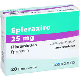 Abbildung: Epleraxiro 25 mg Filmtabletten 20 St, Filmtabletten PZN 17201748