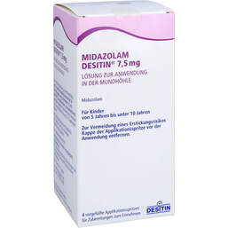 Abbildung: Midazolam Desitin 7,5mg Lösung z.Anwend.i.d.Mundhöhle 4 St, Fertigspritzen PZN 17230431