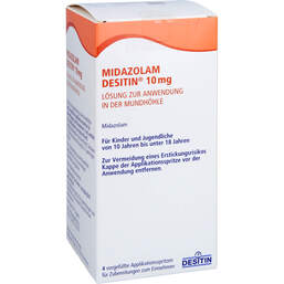Abbildung: Midazolam Desitin 10mg Lösung z.Anwend.i.d.Mundhöhle 4 St, Fertigspritzen PZN 17230448