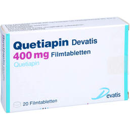 Abbildung: Quetiapin Devatis 400 mg Filmtabletten 20 St, Filmtabletten PZN 17235836