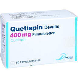 Abbildung: Quetiapin Devatis 400 mg Filmtabletten 50 St, Filmtabletten PZN 17235842