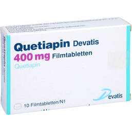 Abbildung: Quetiapin Devatis 400 mg Filmtabletten 10 St, Filmtabletten PZN 17235894
