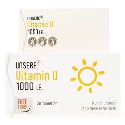Abbildung: Unsere Vitamin D 1.000 I.E. freefrom Tabletten 100 St, Tabletten PZN 17242167