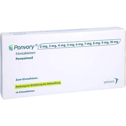 Abbildung: Ponvory Packung zur Einleitung der Behandlung Fta 14 St, Filmtabletten PZN 17242285