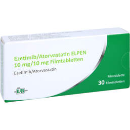 Abbildung: Ezetimib / Atorvastatin Elpen 10 mg / 10 mg Filmtabletten  30 St, Filmtabletten PZN 17244634