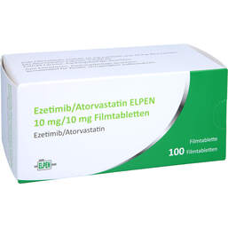 Abbildung: Ezetimib / Atorvastatin Elpen 10 mg / 10 mg Filmtabletten  100 St, Filmtabletten PZN 17244663
