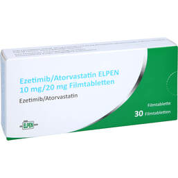 Abbildung: Ezetimib / Atorvastatin Elpen 10 mg / 20 mg Filmtabletten  30 St, Filmtabletten PZN 17244686