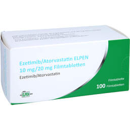 Abbildung: Ezetimib / Atorvastatin Elpen 10 mg / 20 mg Filmtabletten  100 St, Filmtabletten PZN 17244692
