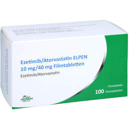 Abbildung: Ezetimib / Atorvastatin Elpen 10 mg / 40 mg Filmtabletten  100 St, Filmtabletten PZN 17244717
