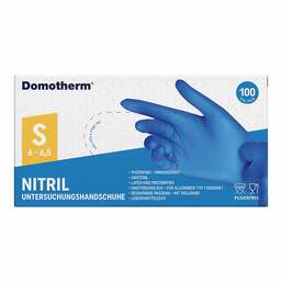 Abbildung: Domotherm Untersuchungshandschuhe Nitril unsteril pf S blau 100 St, Handschuhe PZN 17247638