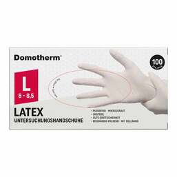Abbildung: Domotherm Untersuchungshandschuhe Latex unsteril pf L blau 100 St, Handschuhe PZN 17247704 