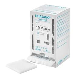 Abbildung: Ligasano weiß Verband 1x10x10 cm steril Sp.Box 20 St, Verband PZN 17251309