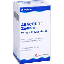 Abbildung: Asacol 1 g Zäpfchen 30 St, Suppositorien PZN 17259021