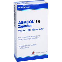 Abbildung: Asacol 1 g Zäpfchen 10 St, Suppositorien PZN 17259038