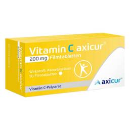 Abbildung: Vitamin C axicur® 200 mg Filmtabletten Filmtabletten, 50 St PZN 17260610