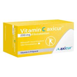 Abbildung: Vitamin C axicur® 200 mg Filmtabletten Filmtabletten, 100 St PZN 17260627