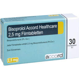 Abbildung: Bisoprolol Accord Healthcare 2,5 mg Filmtabletten 30 St, Filmtabletten PZN 17271128