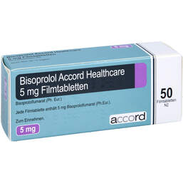 Abbildung: Bisoprolol Accord Healthcare 5 mg Filmtabletten 50 St, Filmtabletten PZN 17271163