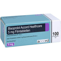 Abbildung: Bisoprolol Accord Healthcare 5 mg Filmtabletten 100 St, Filmtabletten PZN 17271186