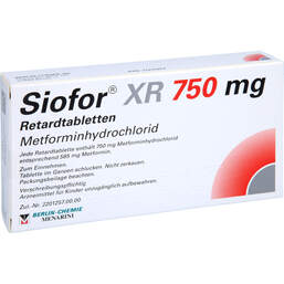 Abbildung: Siofor XR 750 mg Retardtabletten 30 St, Retard-Tabletten PZN 17275853