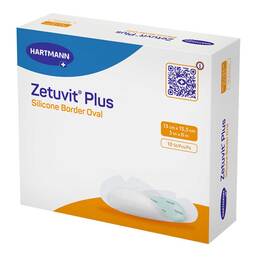 Abbildung: Zetuvit Plus Silicone Border oval 13x15,5 cm 10 St, Kompressen PZN 17278745