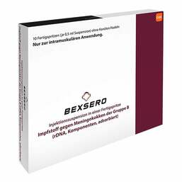 Abbildung: Bexsero Injektionssuspension in einer Fertigspritze 10X0.5 ml, Injektionssuspension PZN 17292981