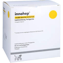 Abbildung: Innohep 14.000 Anti-Xa I.E. / 0,7 ml Injektionslösung i.e.FS 30 St, Injektionslösung in einer Fertigspritze PZN 17293064