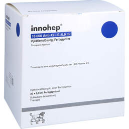 Abbildung: Innohep 18.000 Anti-Xa I.E. / 0,9ml Injektionslösung i.e.FS 30 St, Injektionslösung in einer Fertigspritze PZN 17293093
