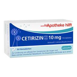 Abbildung: Cetirizin Fair-Med Healthcare 10 mg Filmtabletten 50 St, Filmtabletten PZN 17293153