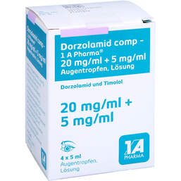Abbildung: Dorzolamid comp-1A Pharma 20mg / ml + 5mg / ml Augentropfen 4X5 ml, Augentropfen PZN 17295465