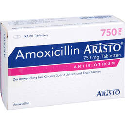 Abbildung: Amoxicillin Aristo 750 mg Tabletten 20 St, Tabletten PZN 17302604