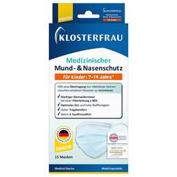 Abbildung: Klosterfrau med.Mund- & Nasenschutz 7 - 14 Jahre 15 St PZN 17304632
