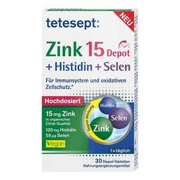 Abbildung: Tetesept Zink 15 Depot + Histidin + Selen Filmtabletten Filmtabletten, 30 St PZN 17313418