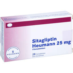 Abbildung: Sitagliptin Heumann 25 mg Filmtabletten 28 St, Filmtabletten PZN 17367495