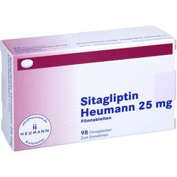 Abbildung: Sitagliptin Heumann 25 mg Filmtabletten 98 St, Filmtabletten PZN 17367503
