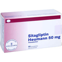 Abbildung: Sitagliptin Heumann 50 mg Filmtabletten 98 St, Filmtabletten PZN 17367532