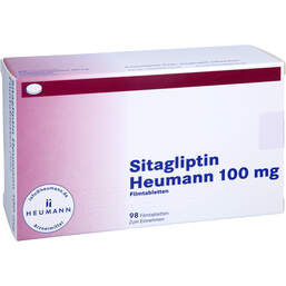 Abbildung: Sitagliptin Heumann 100 mg Filmtabletten 98 St, Filmtabletten PZN 17367555