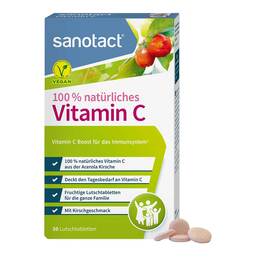Abbildung: 100% Natürliches Vitamin C sanotact Lutschtabletten  30 St, Lutschtabletten PZN 17380194